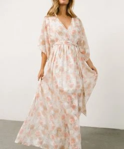 BB Custom Luca Jacquard Kimono Maxi Dress | Pastel Floral Dresses