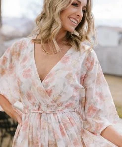 BB Custom Luca Jacquard Kimono Maxi Dress | Pastel Floral Dresses