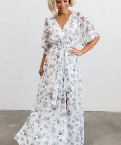 BB Custom Luca Jacquard Kimono Maxi Dress | Slate Blue Dresses