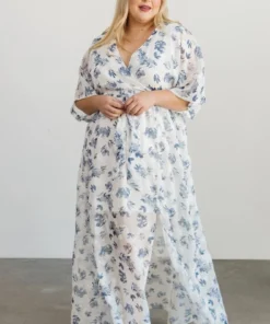 BB Custom Luca Jacquard Kimono Maxi Dress | Slate Blue Dresses