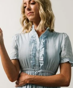 IL Lucy Button Front Midi Dress | Powder Blue Dresses