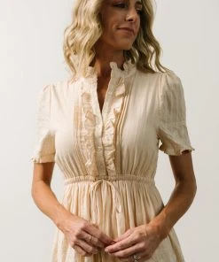 IL Lucy Button Front Midi Dress | Vintage Cream Midi Dresses