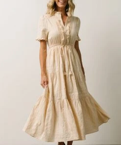 IL Lucy Button Front Midi Dress | Vintage Cream Midi Dresses