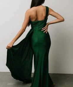 RR Dresses Lux One Shoulder Gown | Green