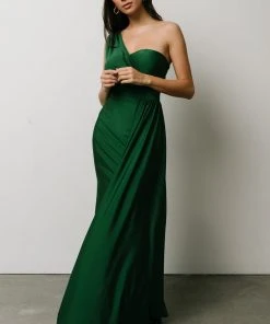RR Dresses Lux One Shoulder Gown | Green