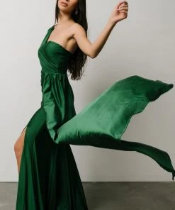 RR Dresses Lux One Shoulder Gown | Green