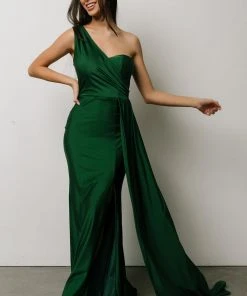 RR Dresses Lux One Shoulder Gown | Green