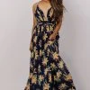RR Lyla V Neck Maxi Dress | Navy + Gold Multi Floral