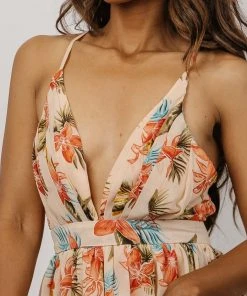 RR Lyla V Neck Maxi Dress | Tropical Floral Dresses