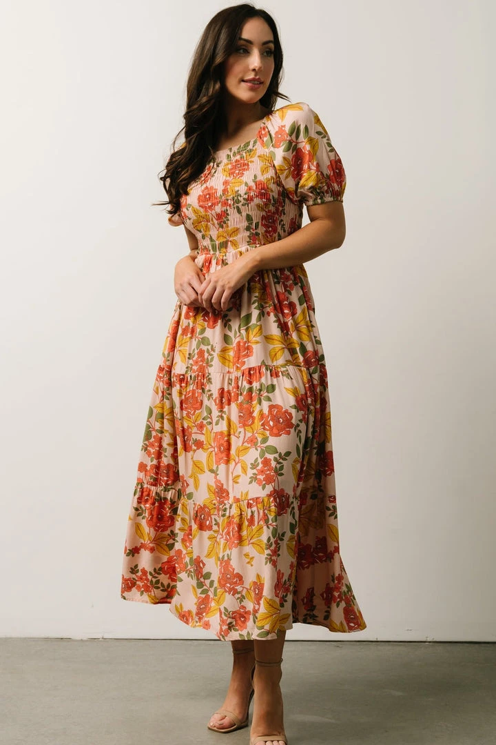 POL Dresses Madrid Smocked Dress | Multi Floral 2 POL Dresses Madrid Smocked Dress | Multi Floral