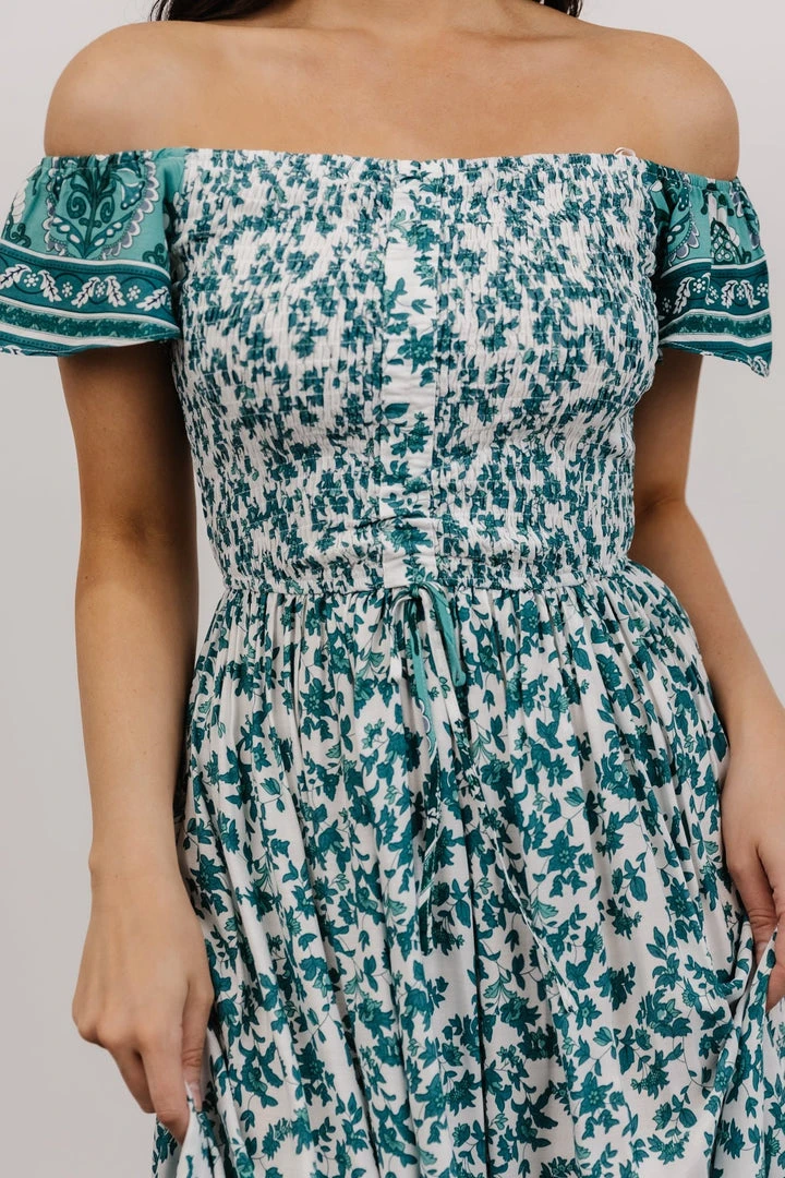 DD Dresses Mae Off Shoulder Maxi Dress | Teal Floral 2 DD Dresses Mae Off Shoulder Maxi Dress | Teal Floral