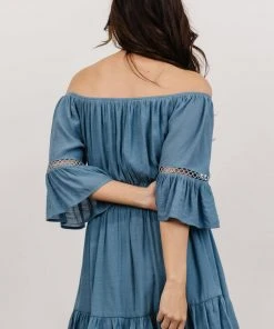 Magnolia Off Shoulder Mini Dress | French Blue