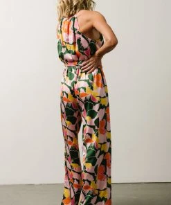 SL Mallory High Neck Jumpsuit | Pink + Green Multi Floral