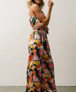 SL Mallory High Neck Jumpsuit | Pink + Green Multi Floral