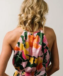 SL Mallory High Neck Jumpsuit | Pink + Green Multi Floral