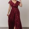 BB Custom Marion Jacquard Ruffle Maxi Dress | Merlot