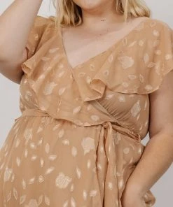 BB Custom Dresses Marion Jacquard Ruffle Maxi Dress | Natural