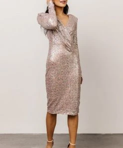 RR Dresses Marissa Sequin Midi Dress | Pink Multi