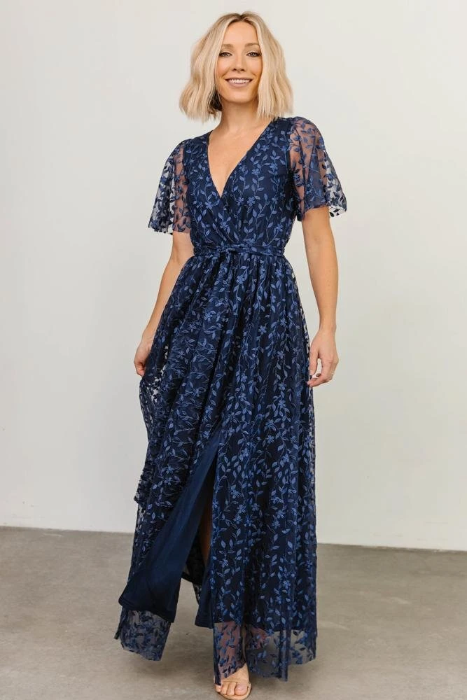 BB Custom Dresses Marseille Embossed Maxi Dress | Blue 6 BB Custom Dresses Marseille Embossed Maxi Dress | Blue