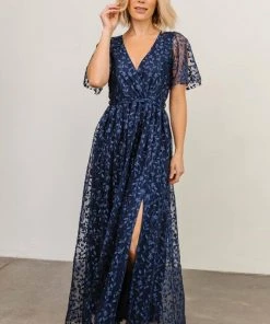 BB Custom Dresses Marseille Embossed Maxi Dress | Blue 17 BB Custom Dresses Marseille Embossed Maxi Dress | Blue