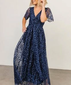 BB Custom Dresses Marseille Embossed Maxi Dress | Blue