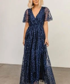 BB Custom Dresses Marseille Embossed Maxi Dress | Blue 16 BB Custom Dresses Marseille Embossed Maxi Dress | Blue