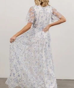 BB Custom Marseille Embossed Maxi Dress | Blue Blossom