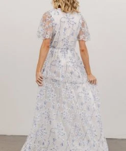 BB Custom Marseille Embossed Maxi Dress | Blue Blossom