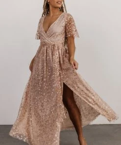 BB Custom Marseille Embossed Maxi Dress | Champagne Dresses