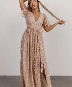 BB Custom Marseille Embossed Maxi Dress | Champagne Dresses