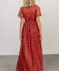 BB Custom Marseille Embossed Maxi Dress | Crimson