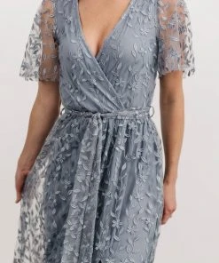 BB Custom Marseille Embossed Maxi Dress | Dusty Blue