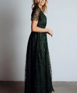 BB Custom Marseille Embossed Maxi Dress | Green