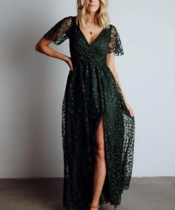 BB Custom Marseille Embossed Maxi Dress | Green