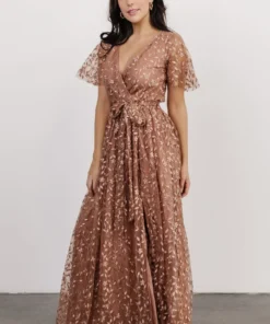 BB Custom Marseille Embossed Maxi Dress | Nude Rose