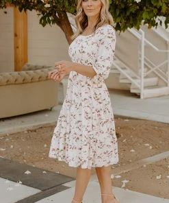 BB Custom Dresses Marta Smocked Midi Dress | Berry Floral