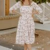 BB Custom Dresses Marta Smocked Midi Dress | Berry Floral