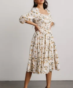 BB Custom Dresses Marta Smocked Midi Dress | Golden Floral 5 BB Custom Dresses Marta Smocked Midi Dress | Golden Floral