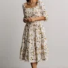 BB Custom Dresses Marta Smocked Midi Dress | Golden Floral