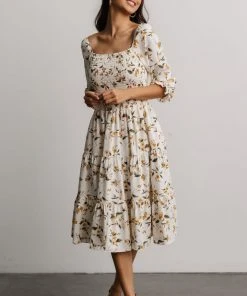 BB Custom Dresses Marta Smocked Midi Dress | Golden Floral