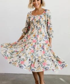 BB Custom Dresses Marta Smocked Midi Dress | Multi Floral 22 BB Custom Dresses Marta Smocked Midi Dress | Multi Floral
