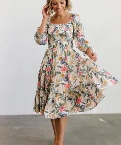 BB Custom Dresses Marta Smocked Midi Dress | Multi Floral 24 BB Custom Dresses Marta Smocked Midi Dress | Multi Floral