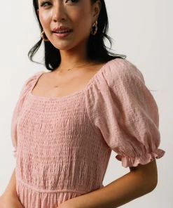 HAY Martha Smocked Midi Dress | Dusty Pink Dresses 30 HAY Martha Smocked Midi Dress | Dusty Pink Dresses