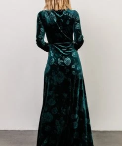 BB Custom Dresses Matthews Embossed Velvet Maxi Dress | Jade
