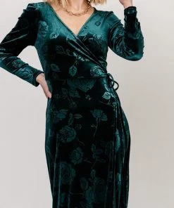 BB Custom Dresses Matthews Embossed Velvet Maxi Dress | Jade