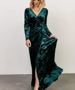 BB Custom Dresses Matthews Embossed Velvet Maxi Dress | Jade