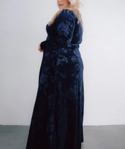 BB Custom Dresses Matthews Embossed Velvet Maxi Dress | Navy 6 BB Custom Dresses Matthews Embossed Velvet Maxi Dress | Navy