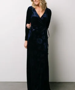 BB Custom Dresses Matthews Embossed Velvet Maxi Dress | Navy 2 BB Custom Dresses Matthews Embossed Velvet Maxi Dress | Navy