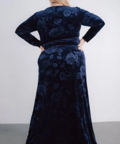 BB Custom Dresses Matthews Embossed Velvet Maxi Dress | Navy 7 BB Custom Dresses Matthews Embossed Velvet Maxi Dress | Navy