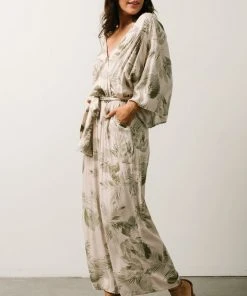 DF Maxwell Jumpsuit | Cream + Sage Palm Print